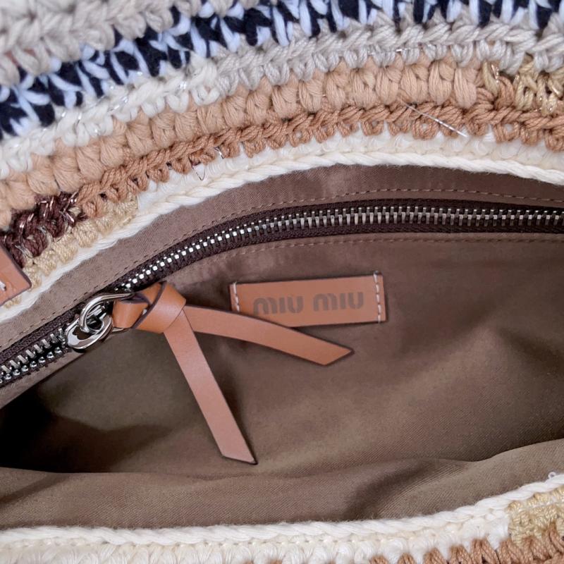 Miu Miu Crochet Tote Bag Brown 5BG248