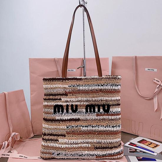 Miu Miu Crochet Tote Bag Brown 5BG248