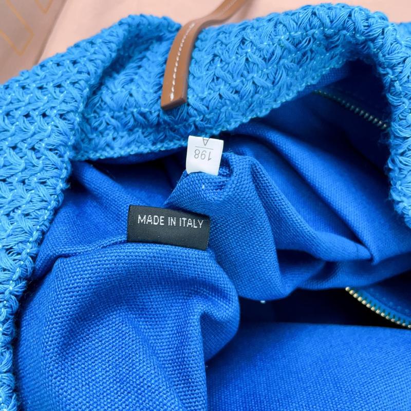 Miu Miu Raffia-effect woven tote bag Blue 5BG228