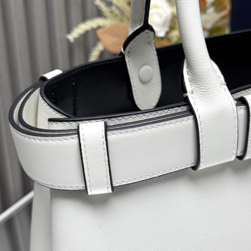 Prada Buckle Small Leather Handbag White 1BA434