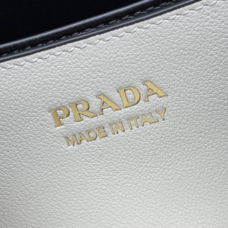Prada Buckle Small Leather Handbag White 1BA434