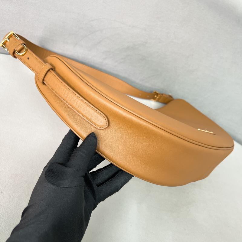 Prada Demi-lune large leather shoulder bag Brown 1BC255