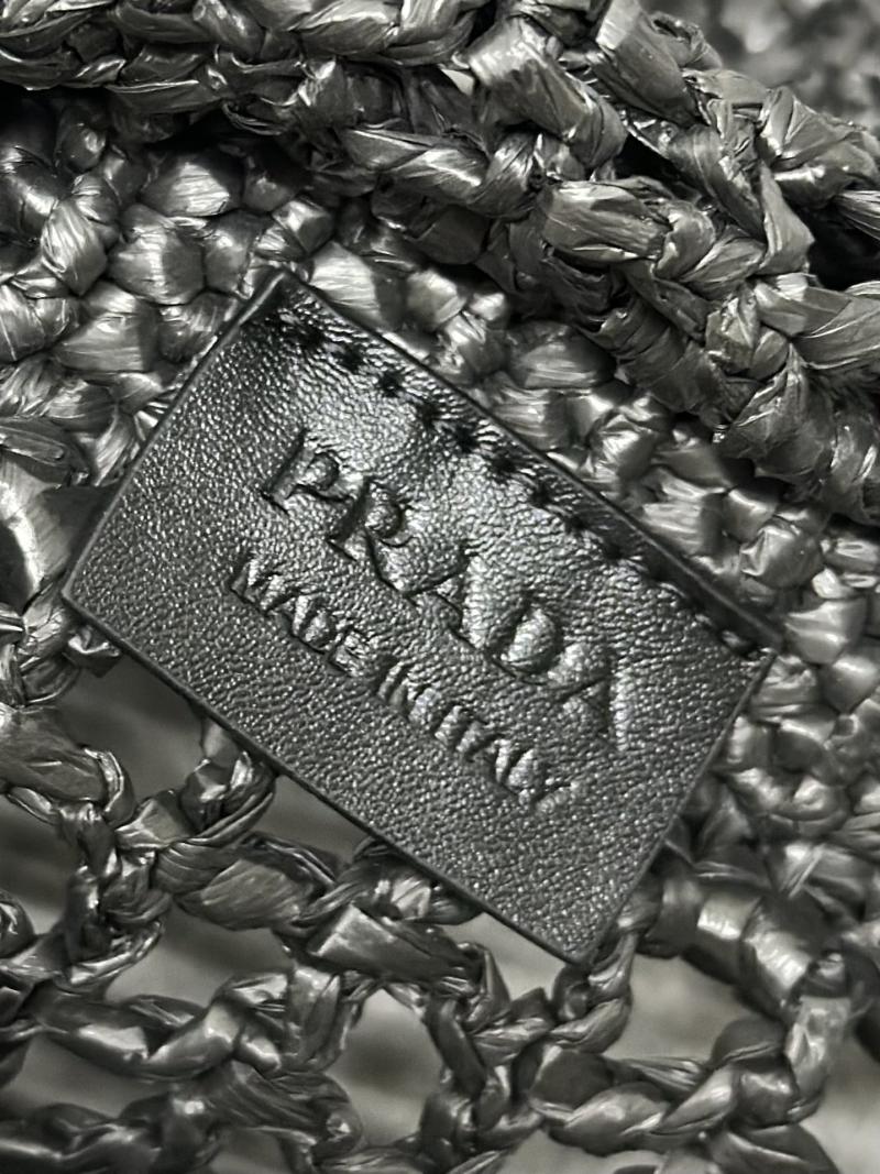 Prada Raffia Crochet tote bag Black 1BG393