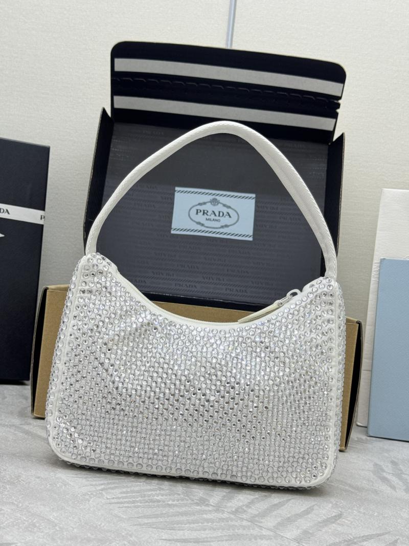 Prada Re-Edition 2000 mini-bag with crystals White 1NE515