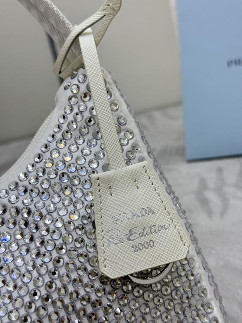 Prada Re-Edition 2000 mini-bag with crystals White 1NE515