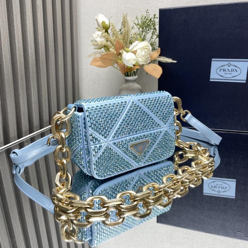 Prada Satin Mini-bag With Crystals Blue 1BD329