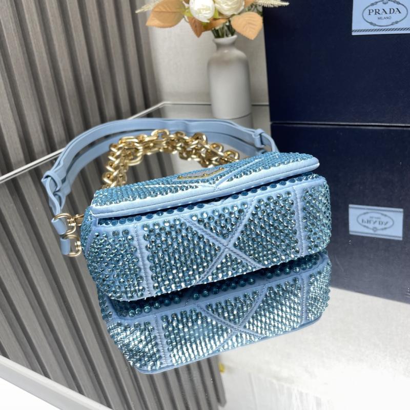 Prada Satin Mini-bag With Crystals Blue 1BD329