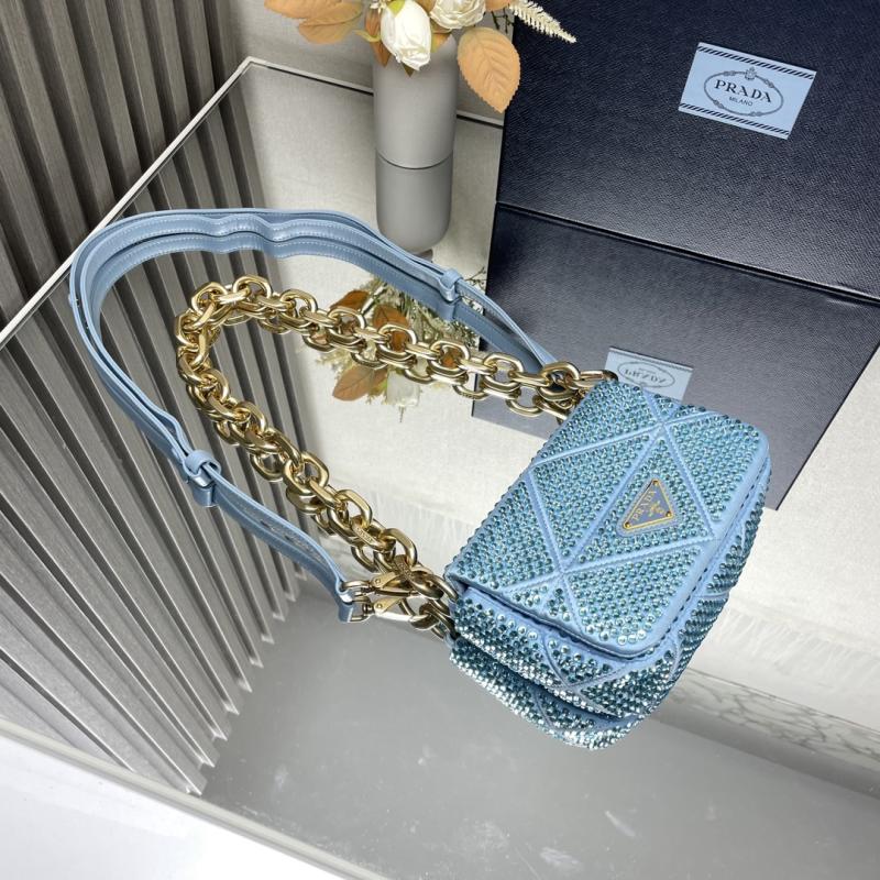 Prada Satin Mini-bag With Crystals Blue 1BD329