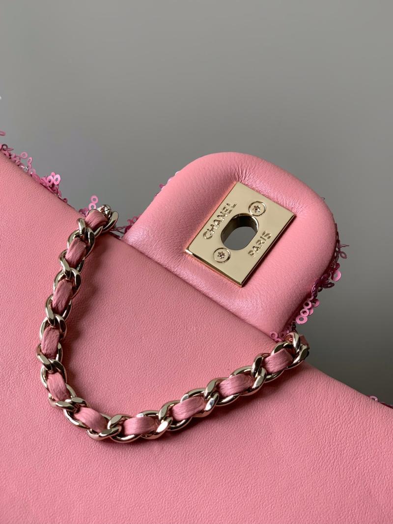Small Chanel Sequins Shoulder Bag Pink CF2031