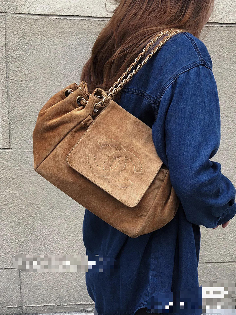 Small Chanel Vintage CC Accordion Bag Brown AS2020