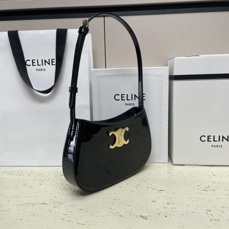 Celine Patent Leather Medium Tilly Bag Black 115703
