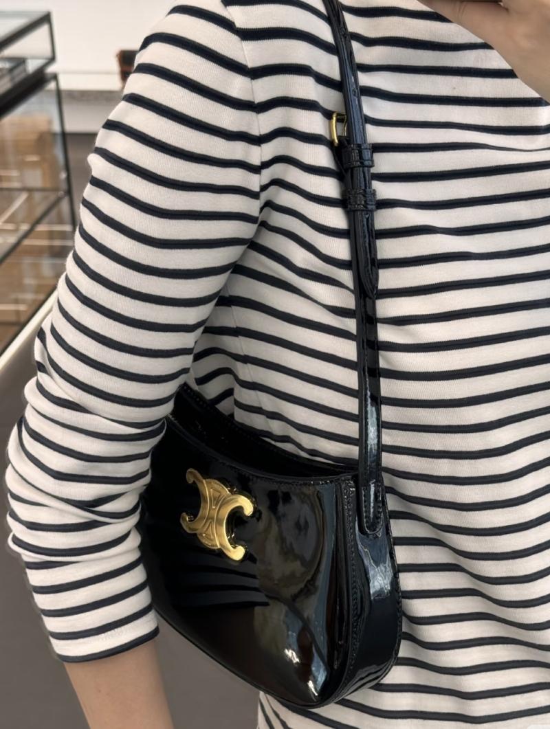 Celine Patent Leather Medium Tilly Bag Black 115703