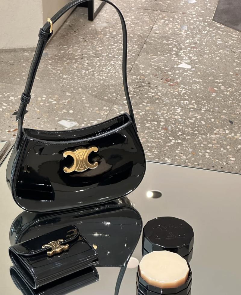 Celine Patent Leather Medium Tilly Bag Black 115703