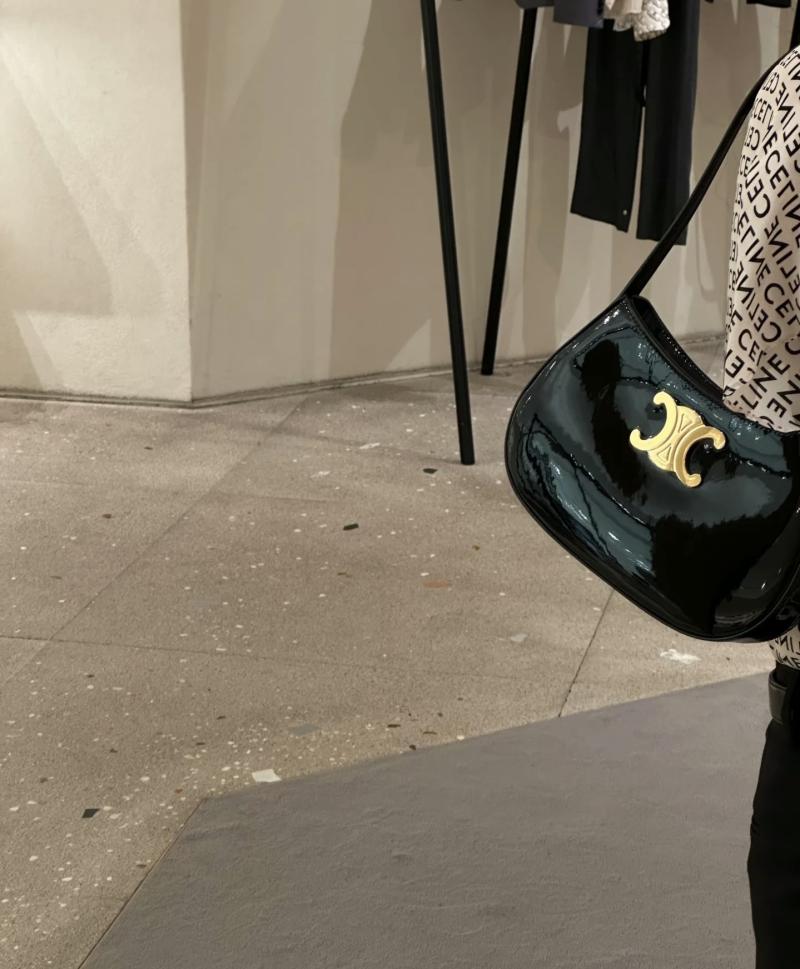 Celine Patent Leather Medium Tilly Bag Black 115703