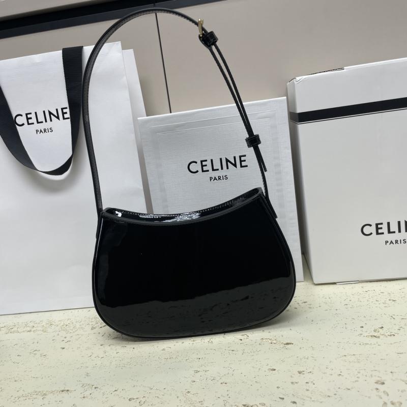 Celine Patent Leather Medium Tilly Bag Black 115703