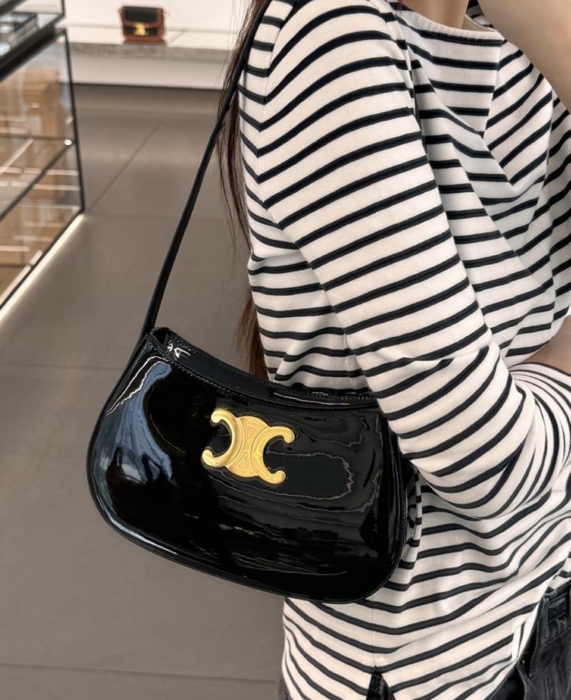 Celine Patent Leather Medium Tilly Bag Black 115703