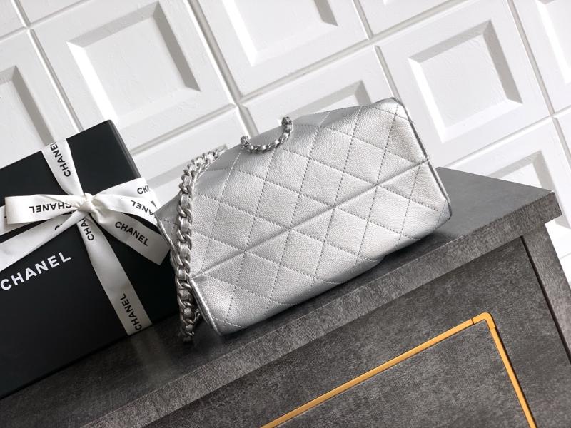 Chanel 25 Mini Handbag Silver AS5292