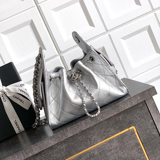 Chanel 25 Mini Handbag Silver AS5292