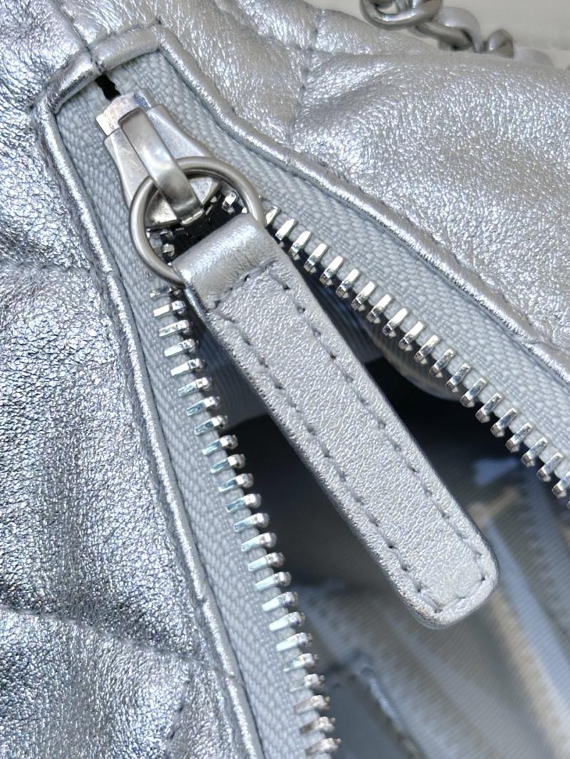 Chanel Calfskin Hobo Handbag Silver AS5528