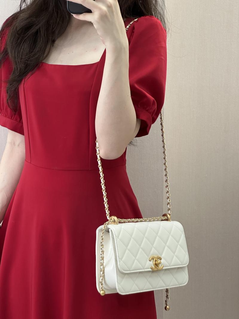 Chanel Calfskin Small Flap Bag White AS2649