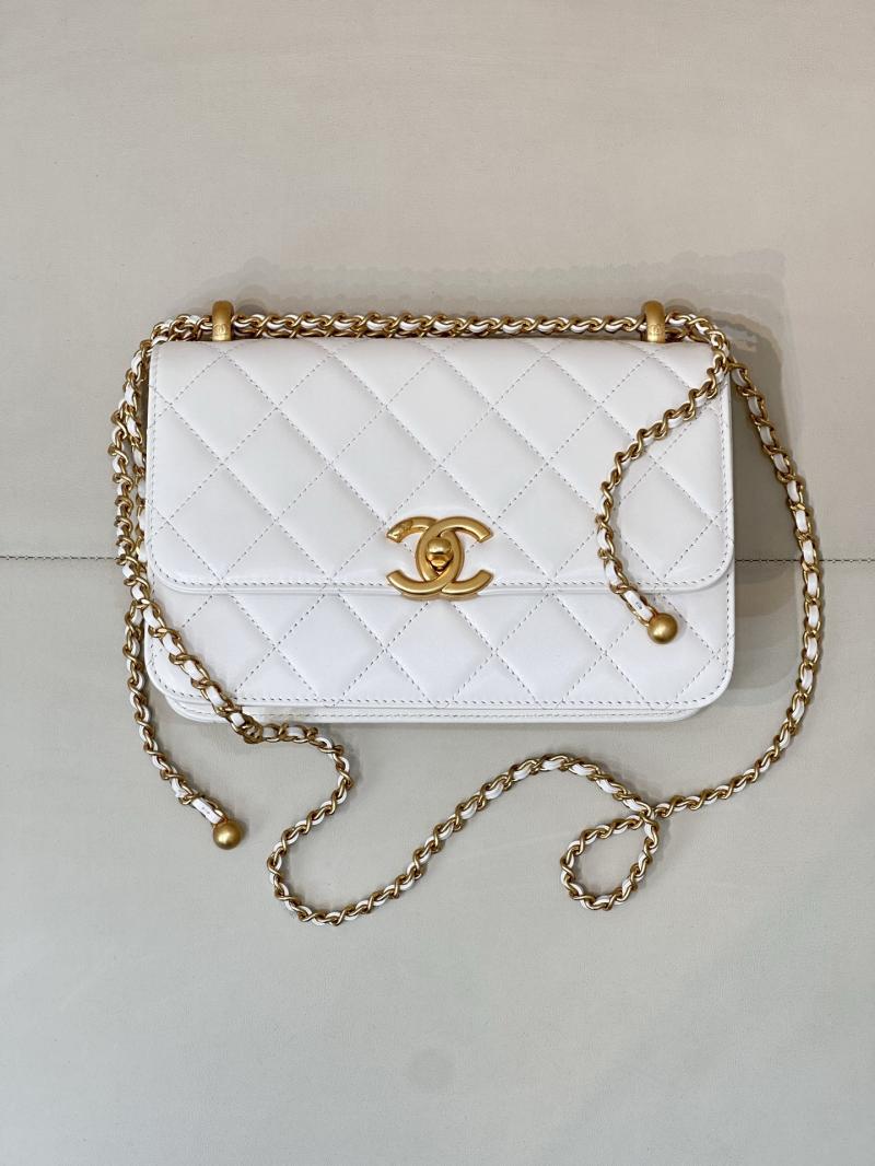 Chanel Calfskin Small Flap Bag White AS2649