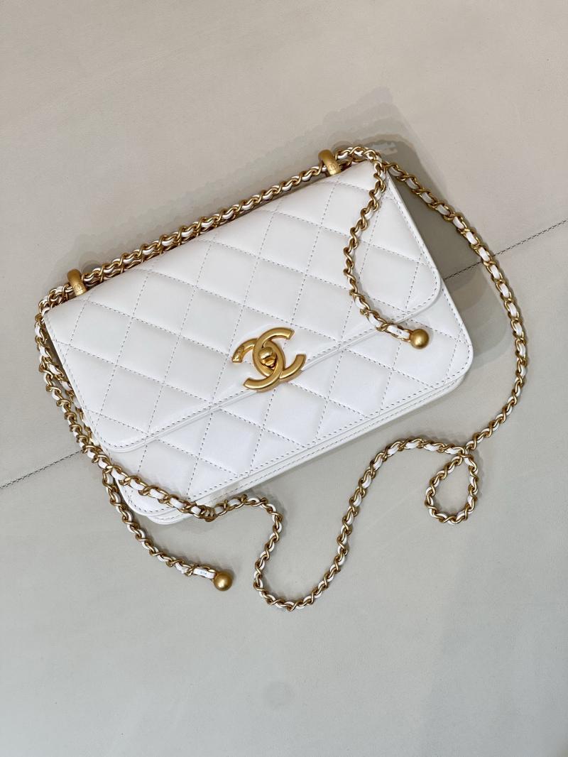 Chanel Calfskin Small Flap Bag White AS2649