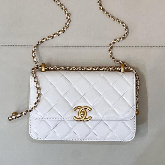 Chanel Calfskin Small Flap Bag White AS2649