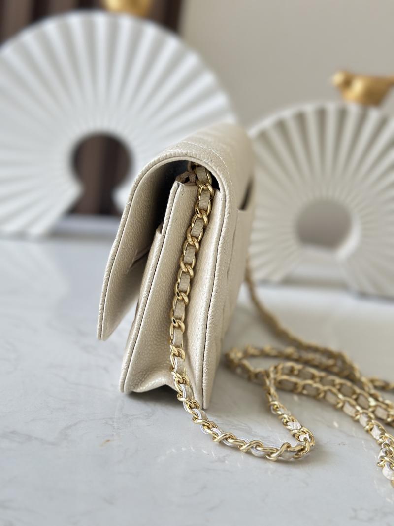 Chanel Calfskin WOC Chain Wallet Pearlized Apricot AP0250