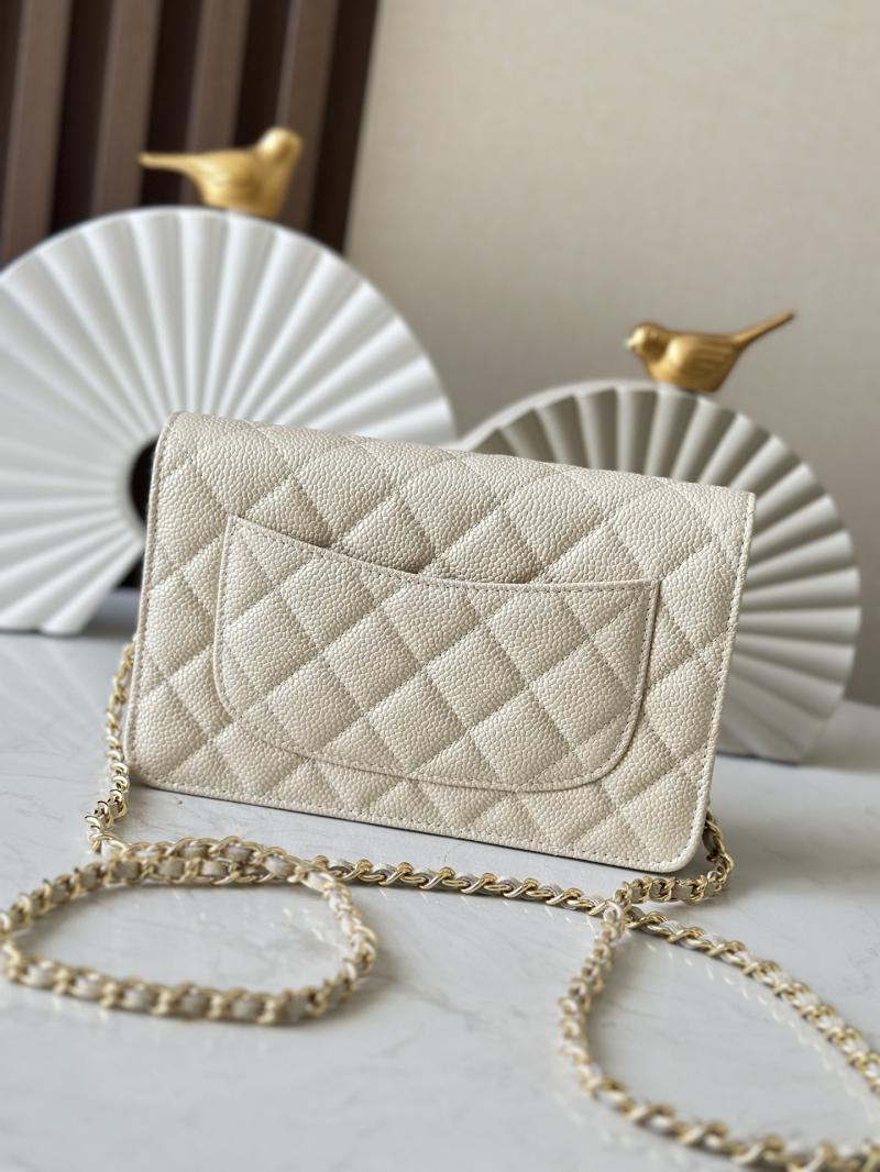 Chanel Calfskin WOC Chain Wallet Pearlized Apricot AP0250