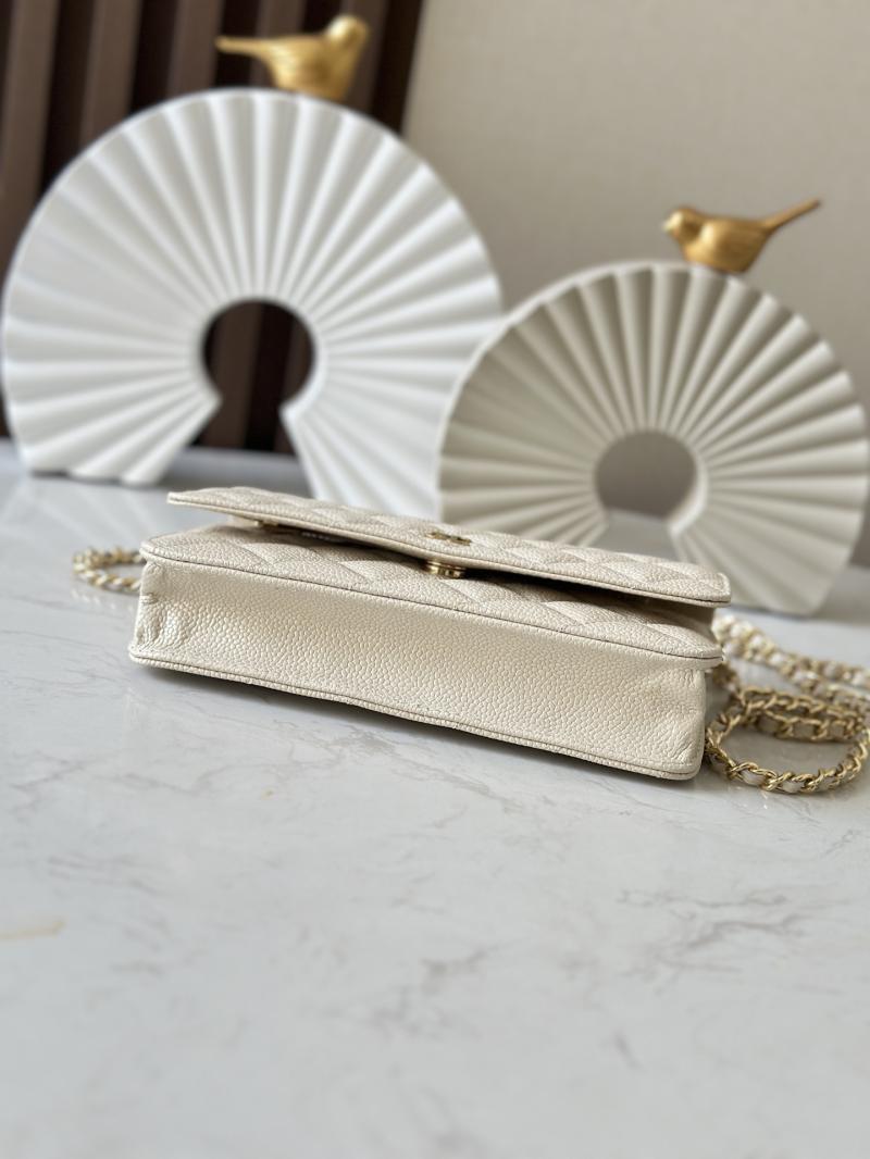Chanel Calfskin WOC Chain Wallet Pearlized Apricot AP0250