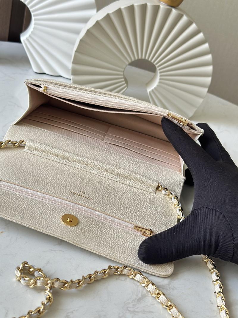 Chanel Calfskin WOC Chain Wallet Pearlized Apricot AP0250