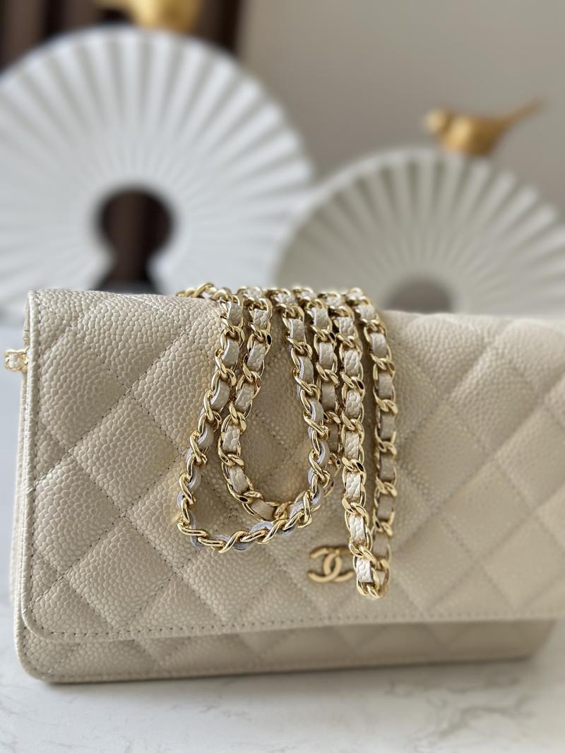 Chanel Calfskin WOC Chain Wallet Pearlized Apricot AP0250