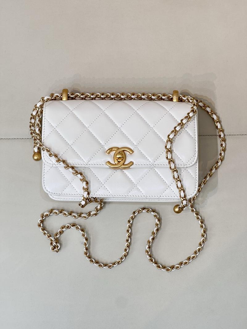 Chanel Calfskin mini Flap Bag White AS2615