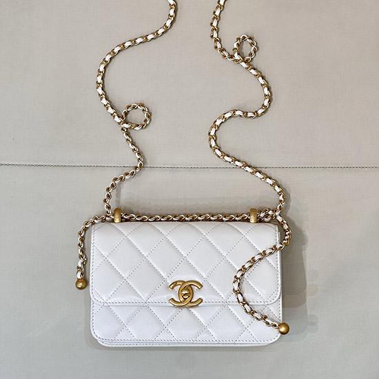 Chanel Calfskin mini Flap Bag White AS2615