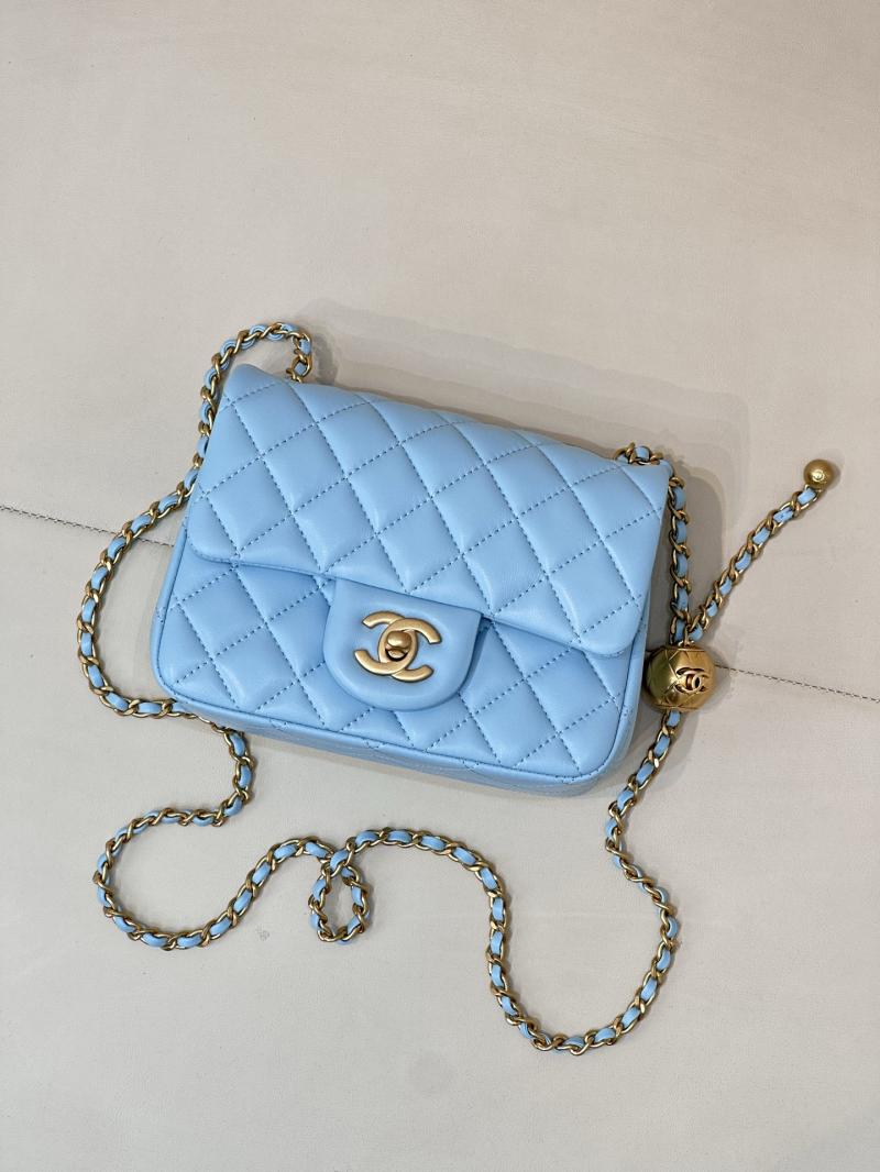 Chanel Lambskin Flap Bag Blue AS1786