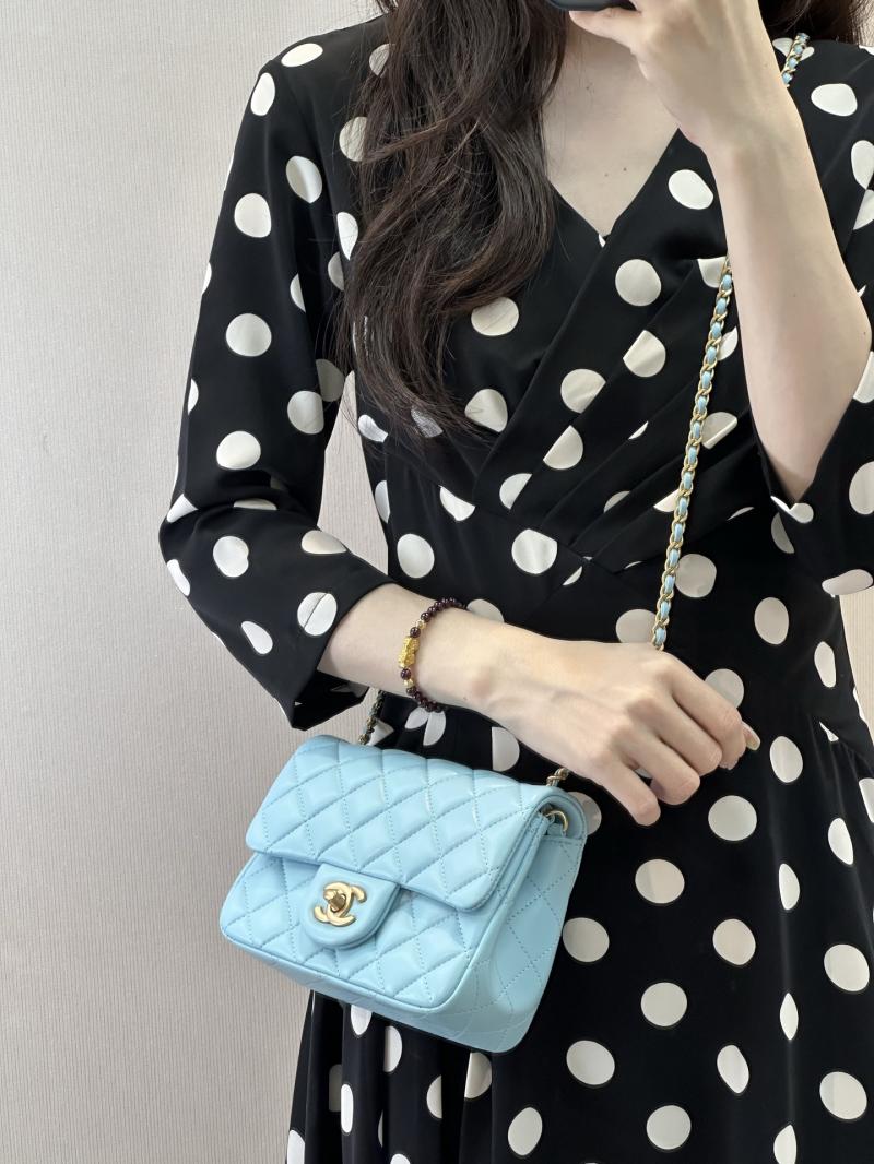Chanel Lambskin Flap Bag Blue AS1786