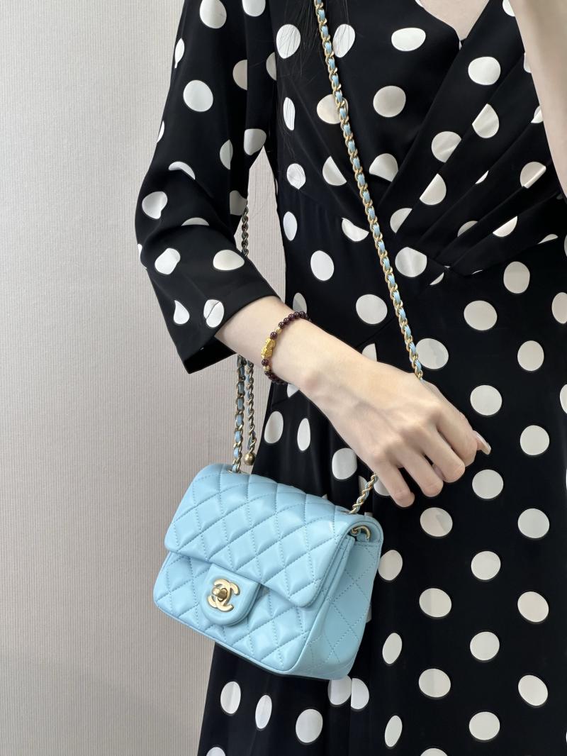 Chanel Lambskin Flap Bag Blue AS1786