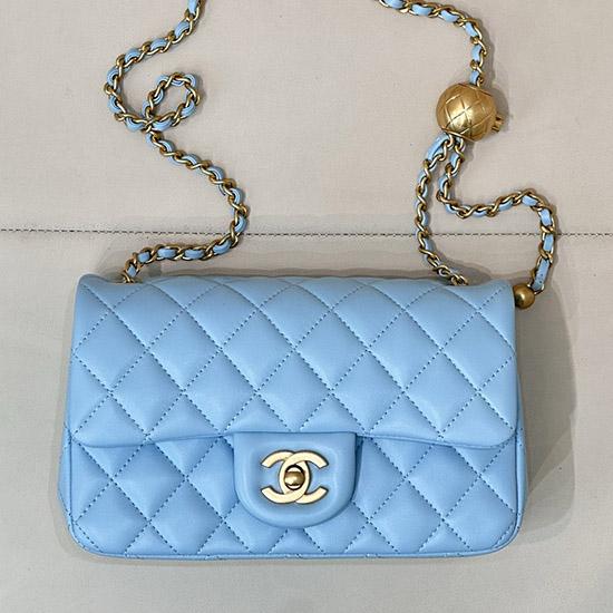 Chanel Lambskin Flap Bag Blue AS1787