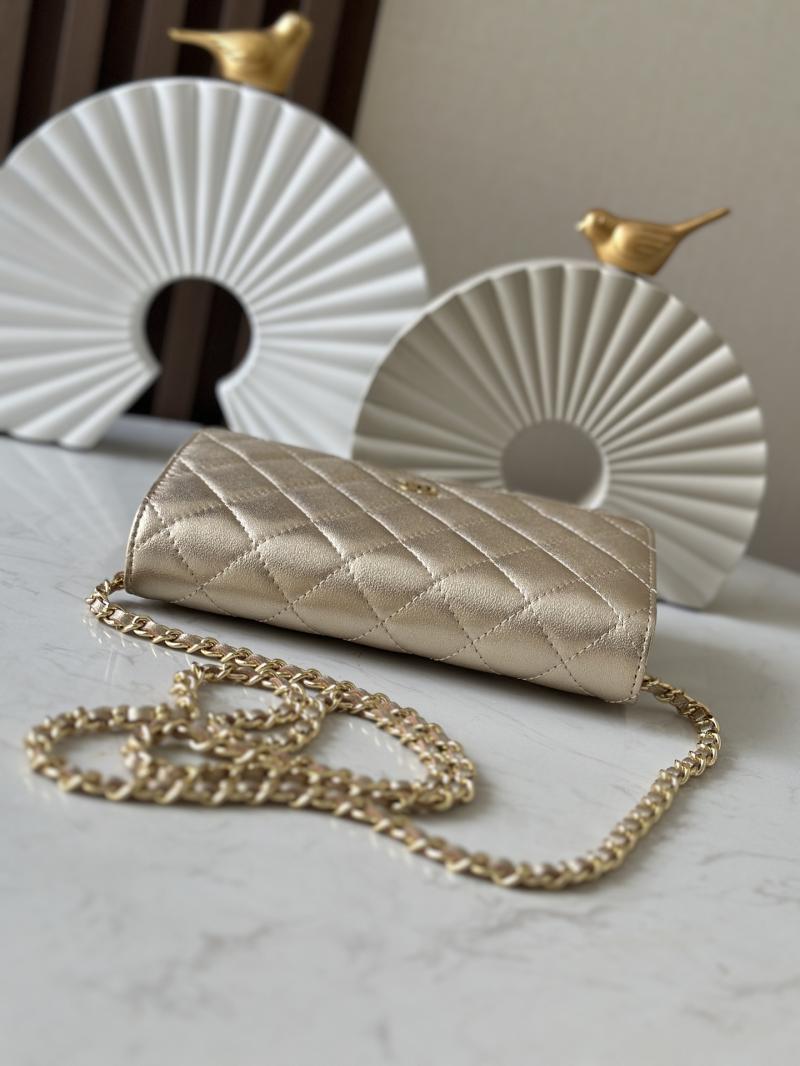 Chanel Lambskin WOC Chain Wallet Gold AP0250