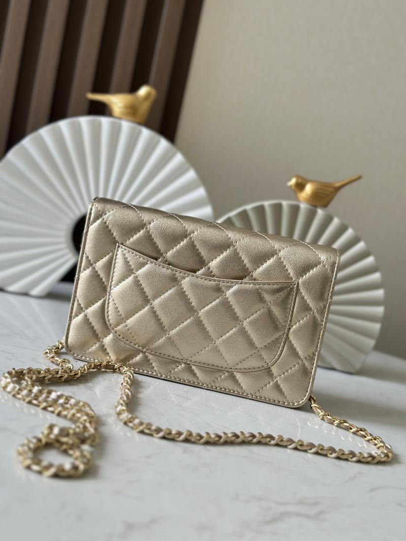 Chanel Lambskin WOC Chain Wallet Gold AP0250