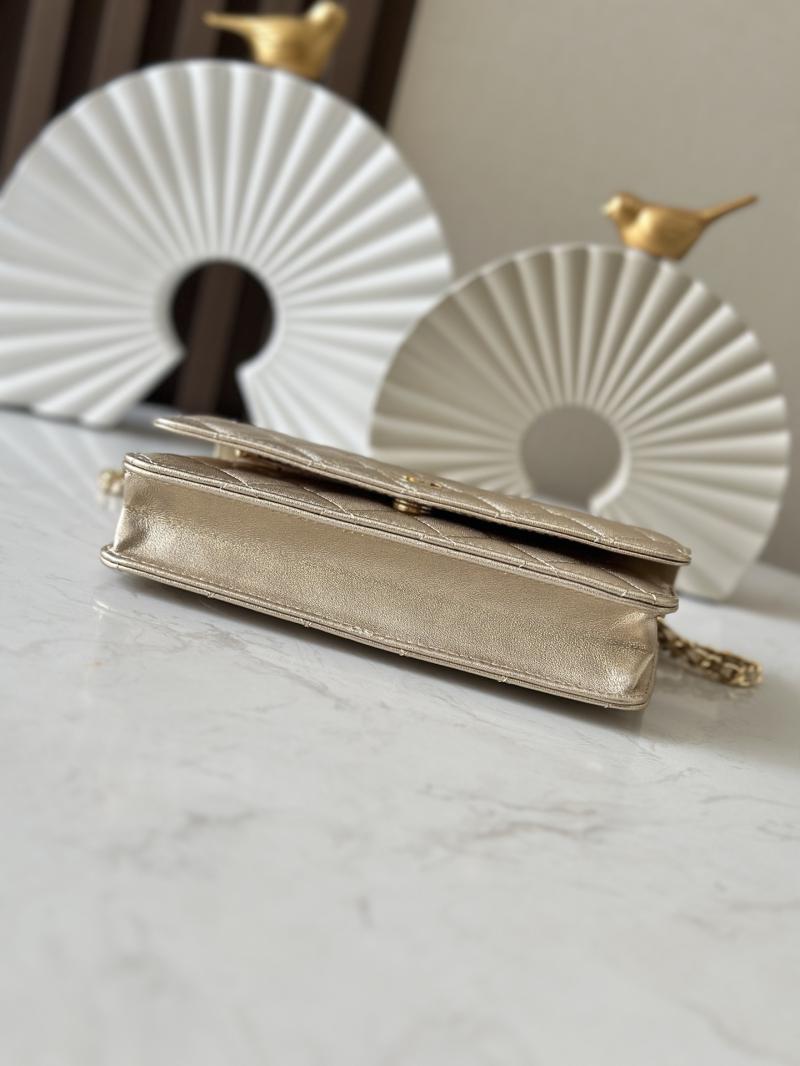 Chanel Lambskin WOC Chain Wallet Gold AP0250