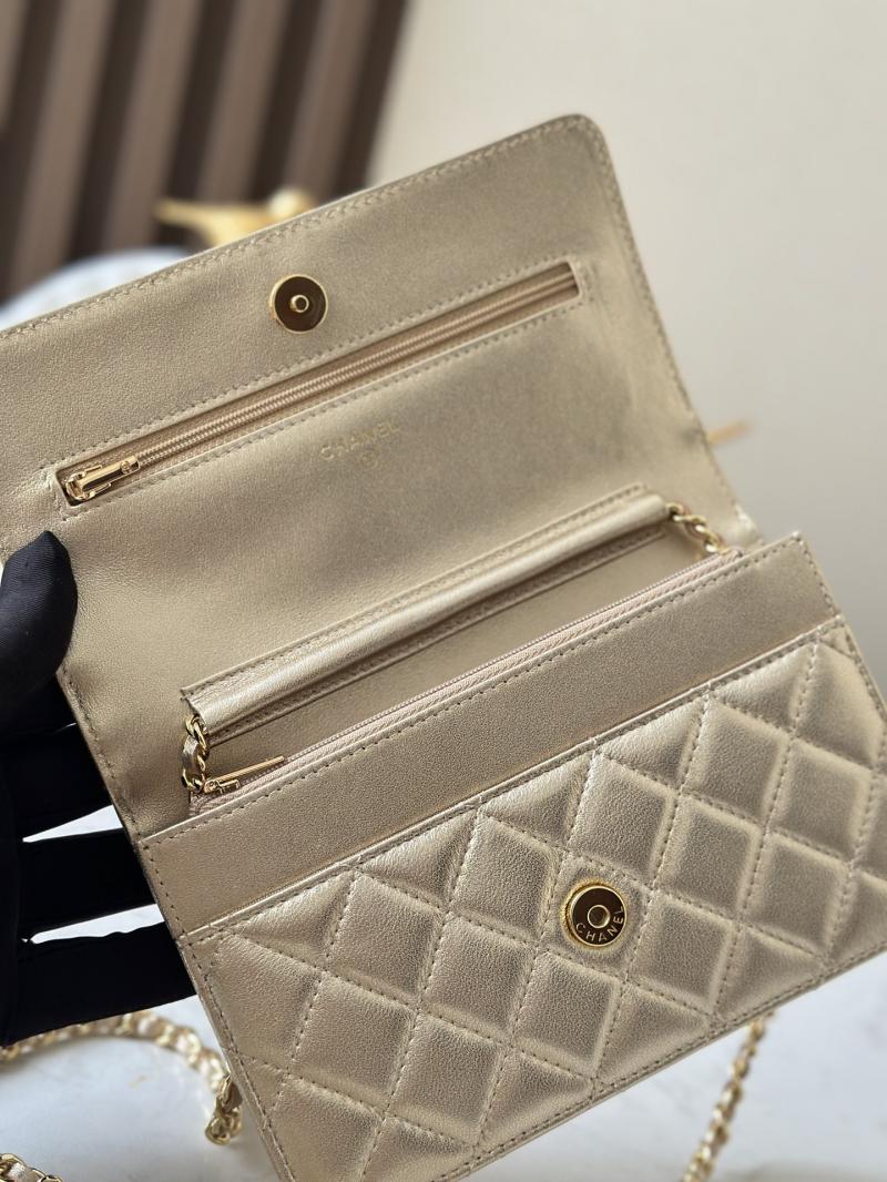 Chanel Lambskin WOC Chain Wallet Gold AP0250