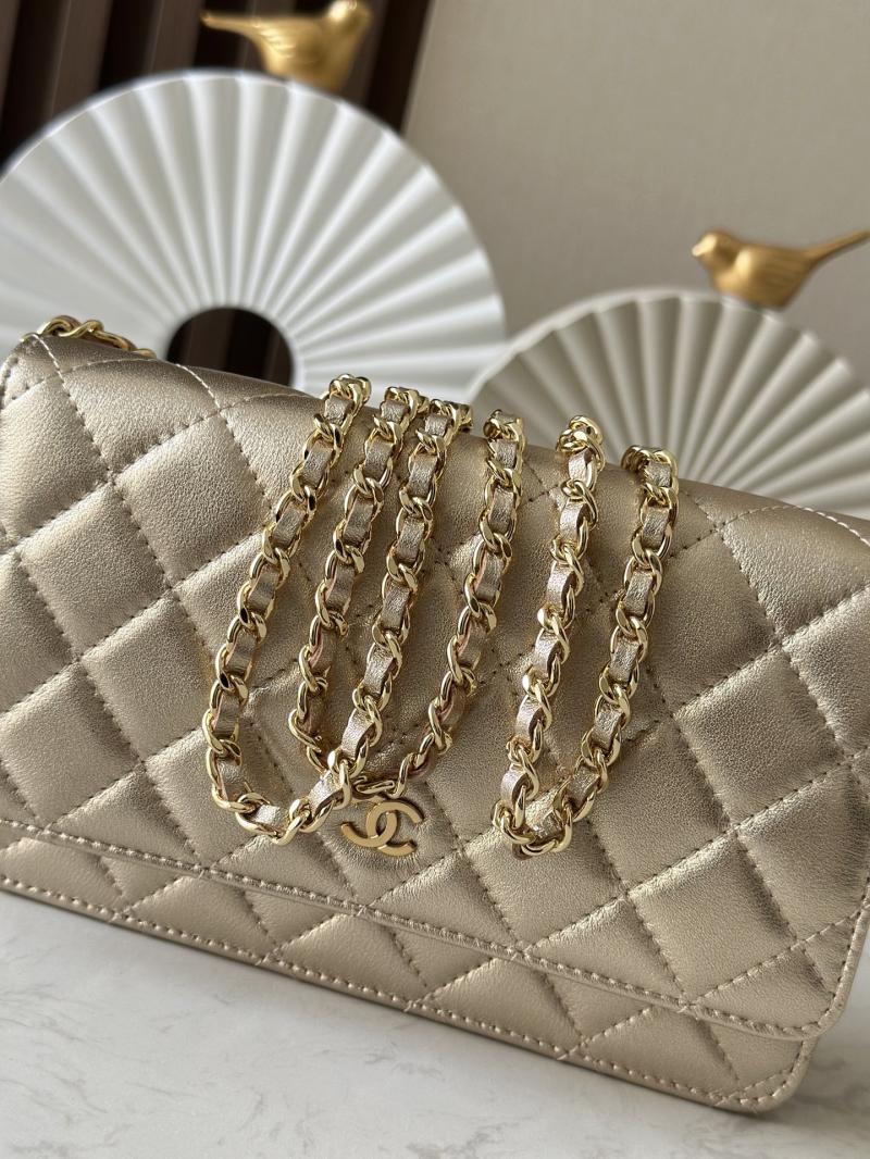Chanel Lambskin WOC Chain Wallet Gold AP0250