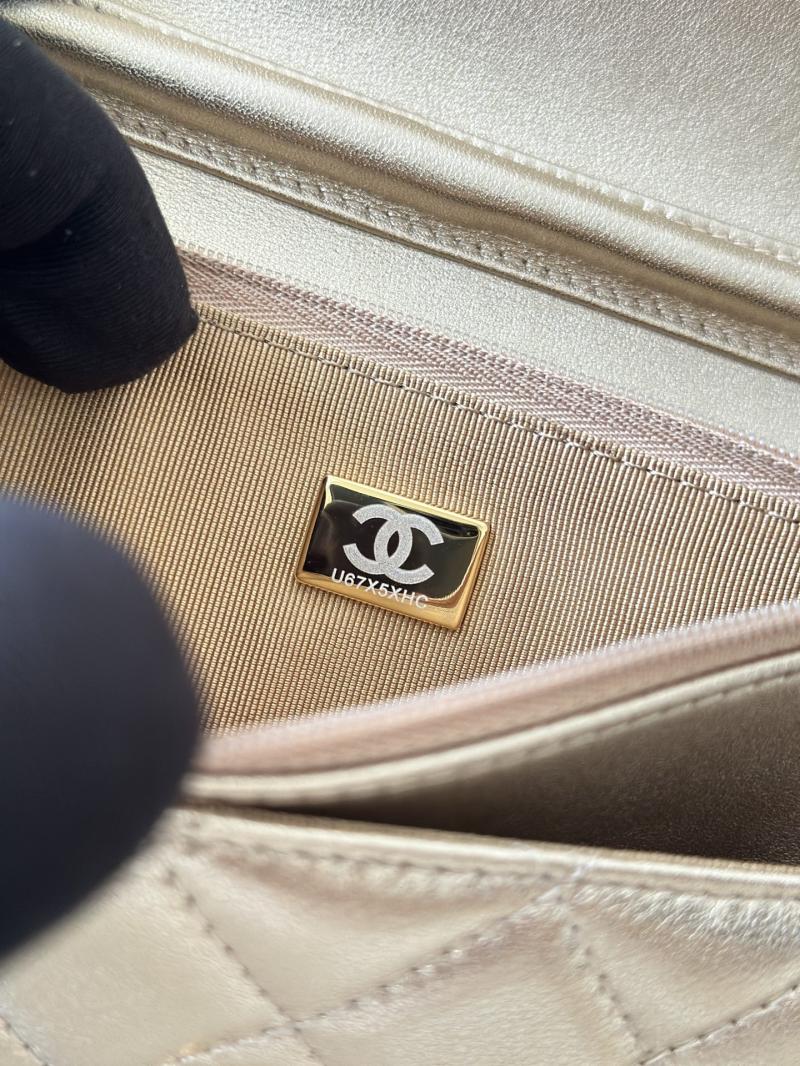Chanel Lambskin WOC Chain Wallet Gold AP0250