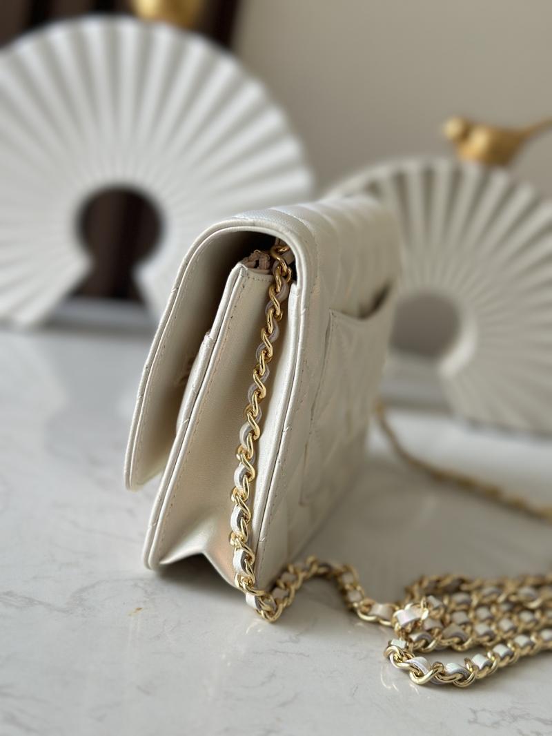Chanel Lambskin WOC Chain Wallet Pearlized Apricot AP0250
