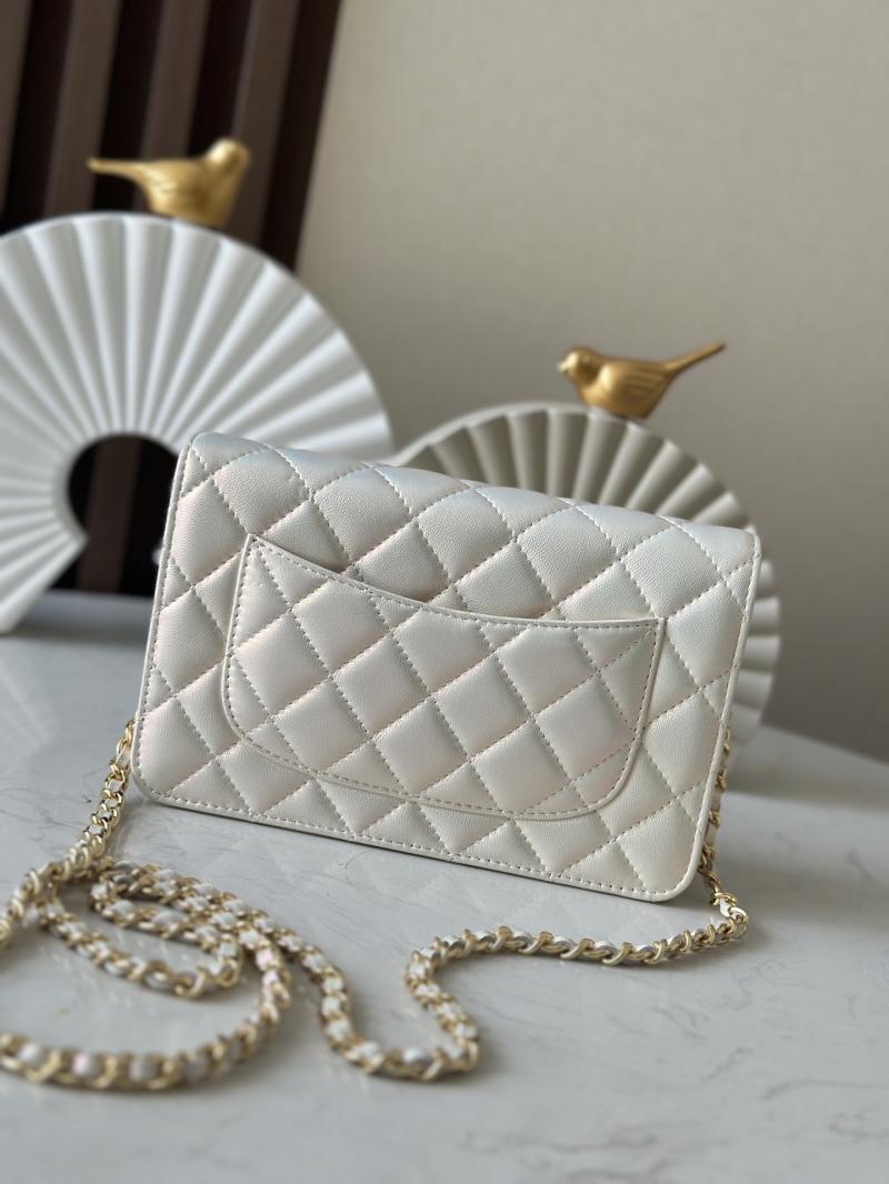 Chanel Lambskin WOC Chain Wallet Pearlized Apricot AP0250
