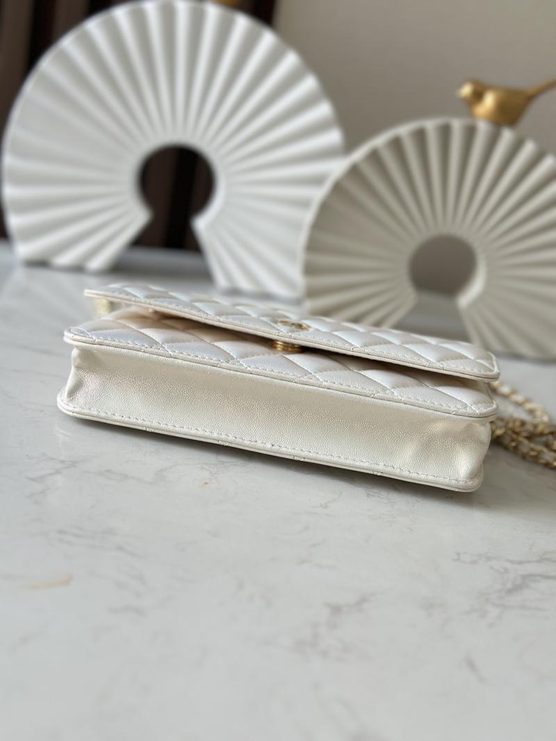 Chanel Lambskin WOC Chain Wallet Pearlized Apricot AP0250