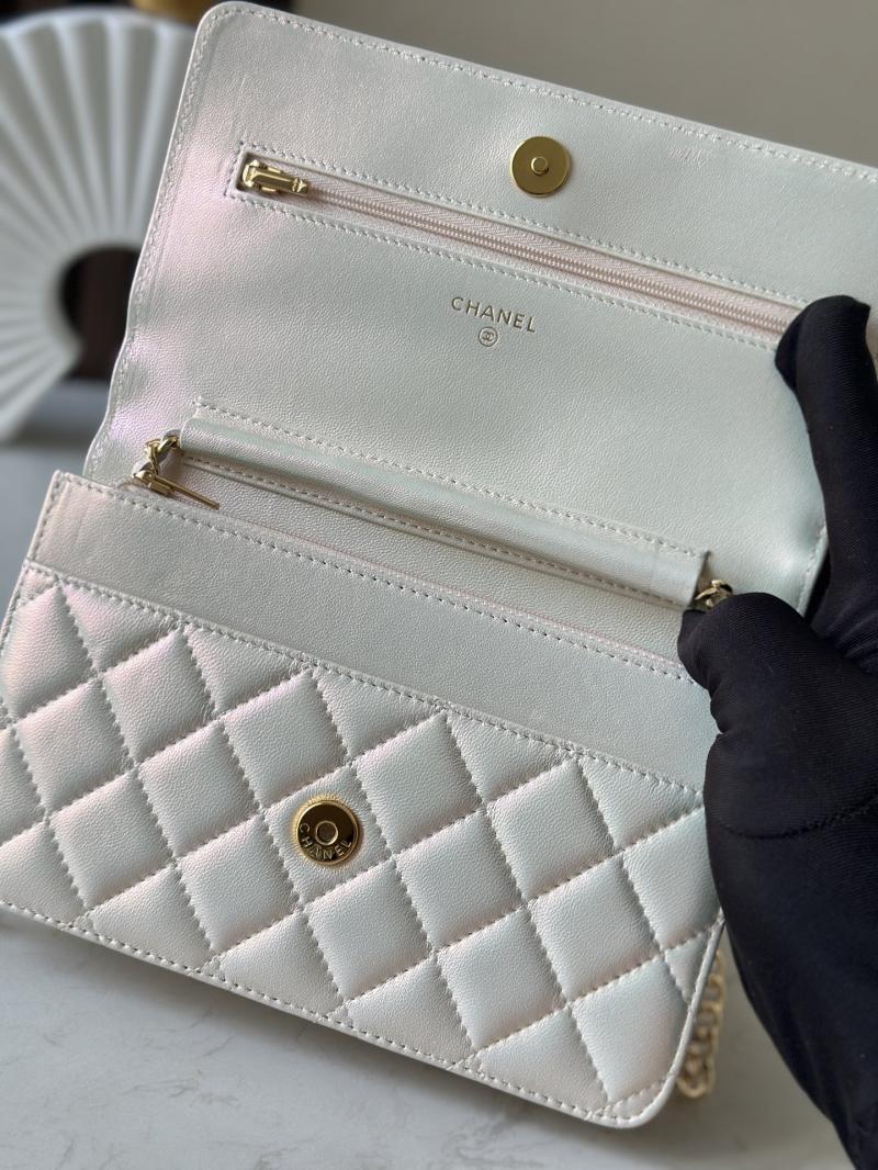 Chanel Lambskin WOC Chain Wallet Pearlized Apricot AP0250