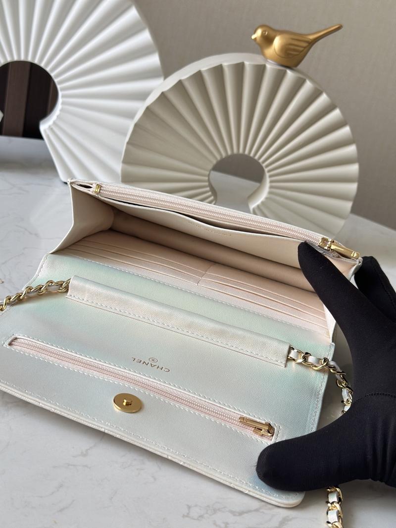 Chanel Lambskin WOC Chain Wallet Pearlized Apricot AP0250