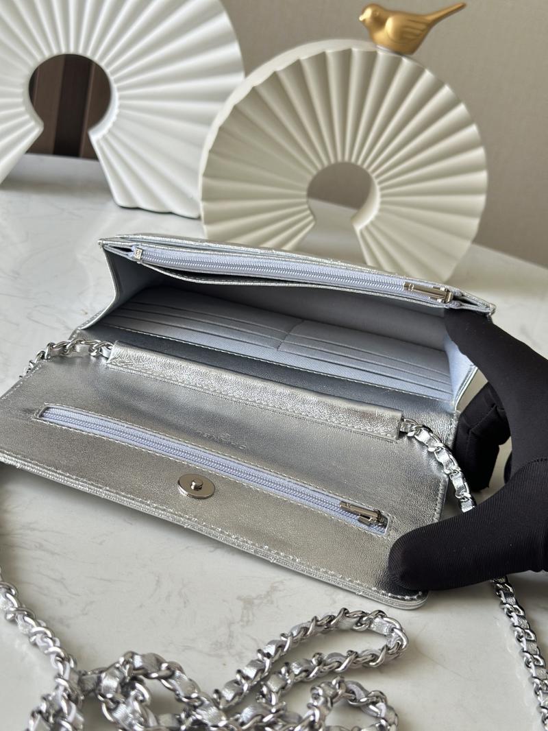 Chanel Lambskin WOC Chain Wallet Silver AP0250